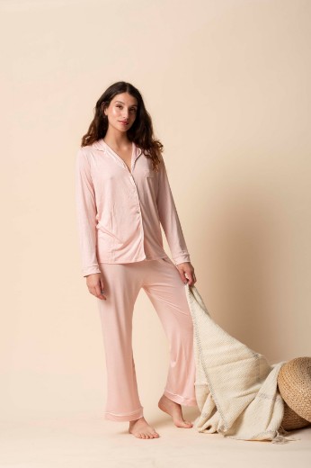 Imagen de Donatella - Pijama Camisero Largo Rosa Viejo