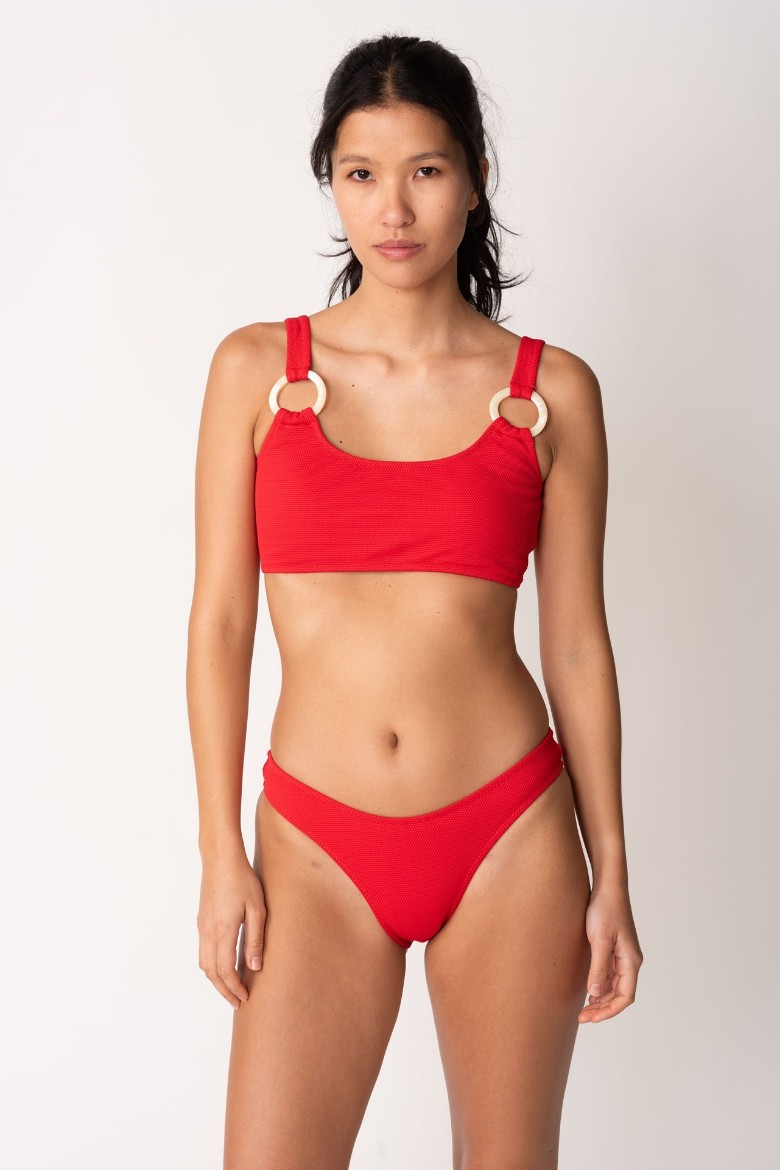 Imagen de Paraiso- Bikini Top con Argollas Piqué Rojo
