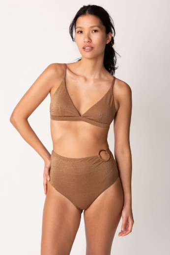 Imagen de Ibiza - Bikini Triángulo Tiro Alto con Argolla Chocolate