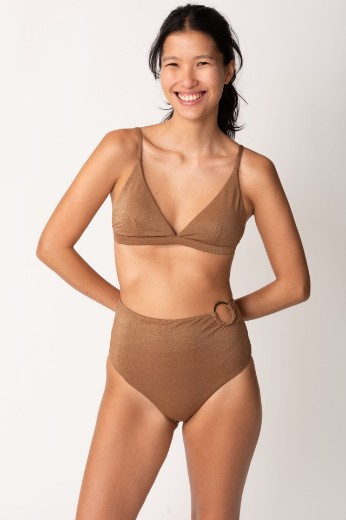 Imagen de Ibiza - Bikini Triángulo Tiro Alto con Argolla Chocolate