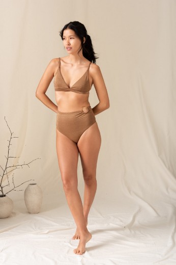 Imagen de Ibiza - Bikini Triángulo Tiro Alto con Argolla Chocolate