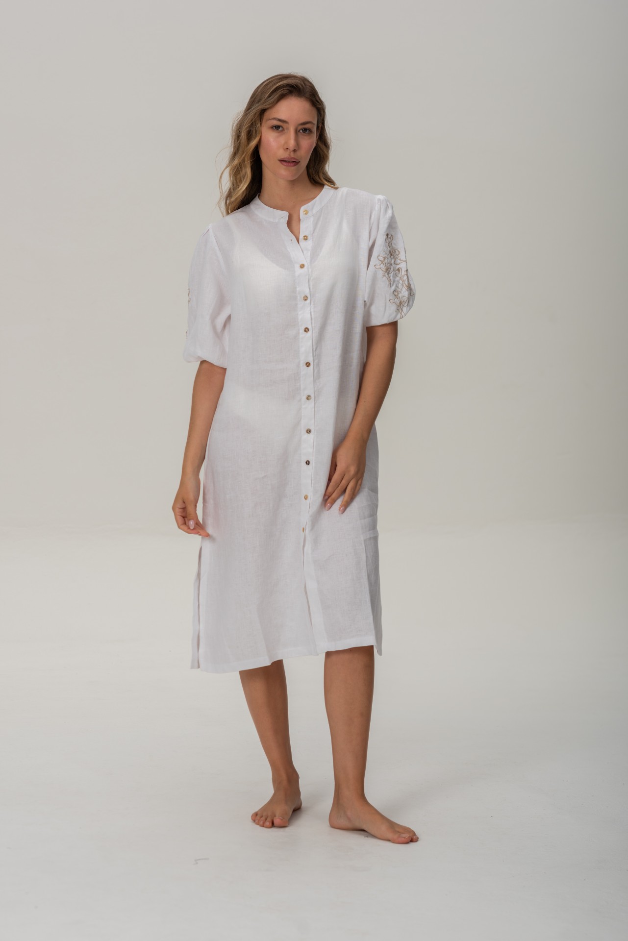 Pampa - Vestido de Lino Con Mangas