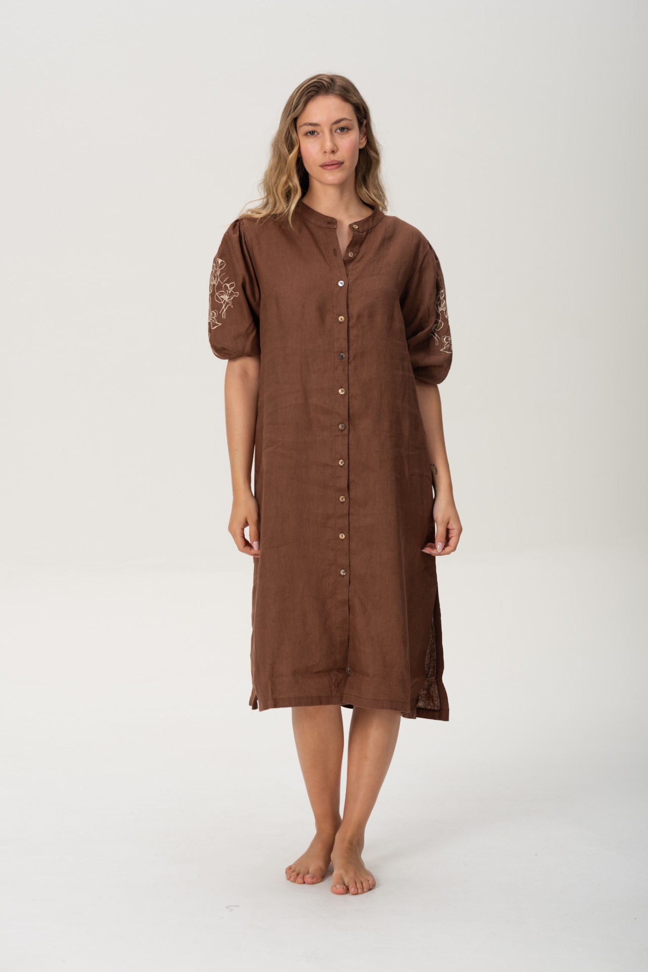 Pampa - Vestido de Lino Con Mangas