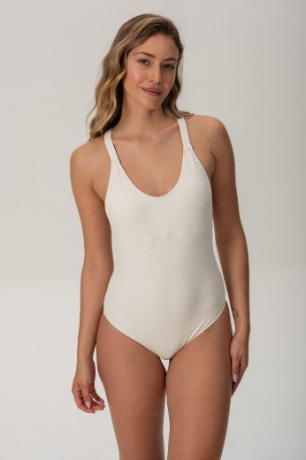 Imagen de Lagos - Malla Entera con Tiras y Argolla Piqué Crudo