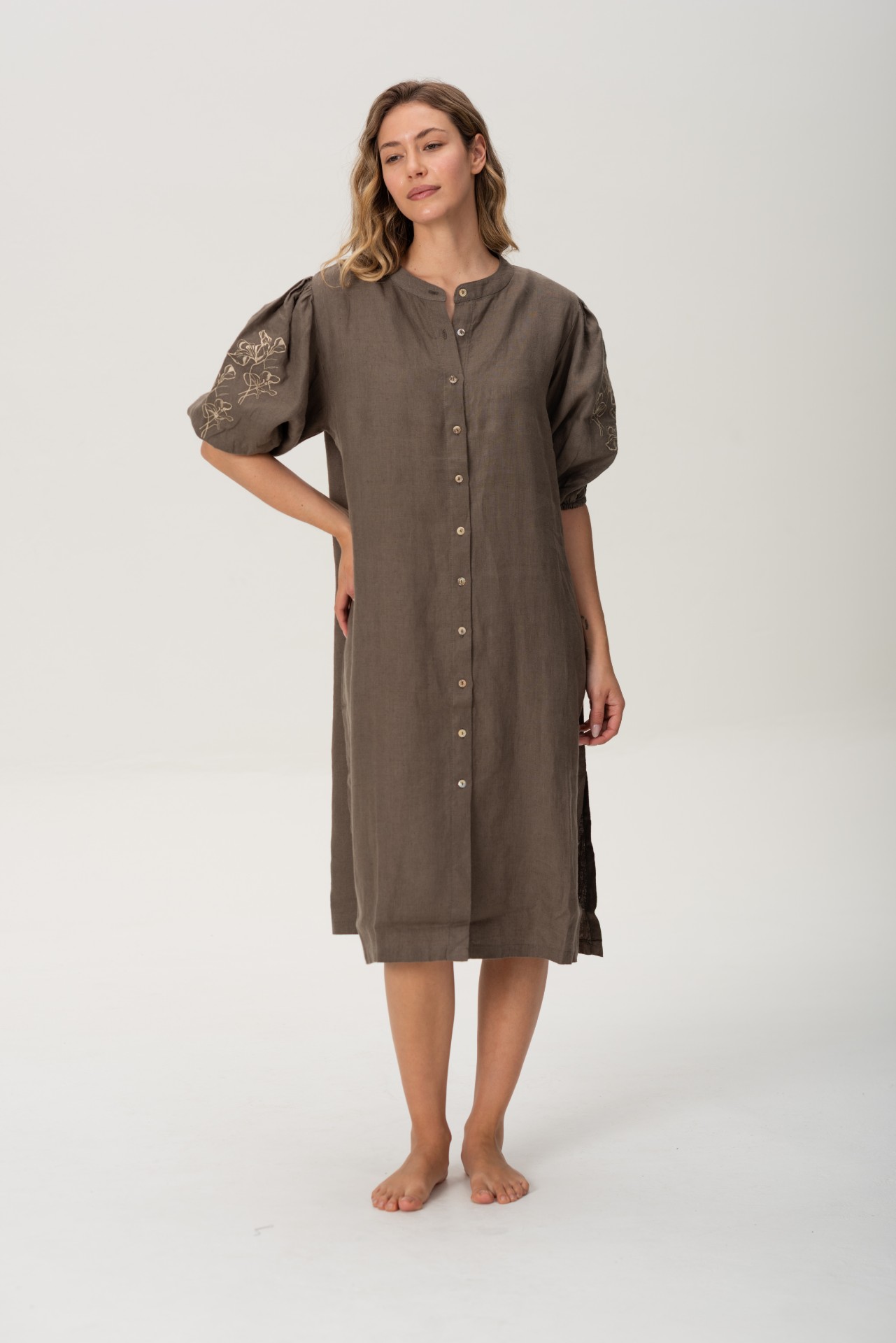 Pampa - Vestido de Lino Con Mangas